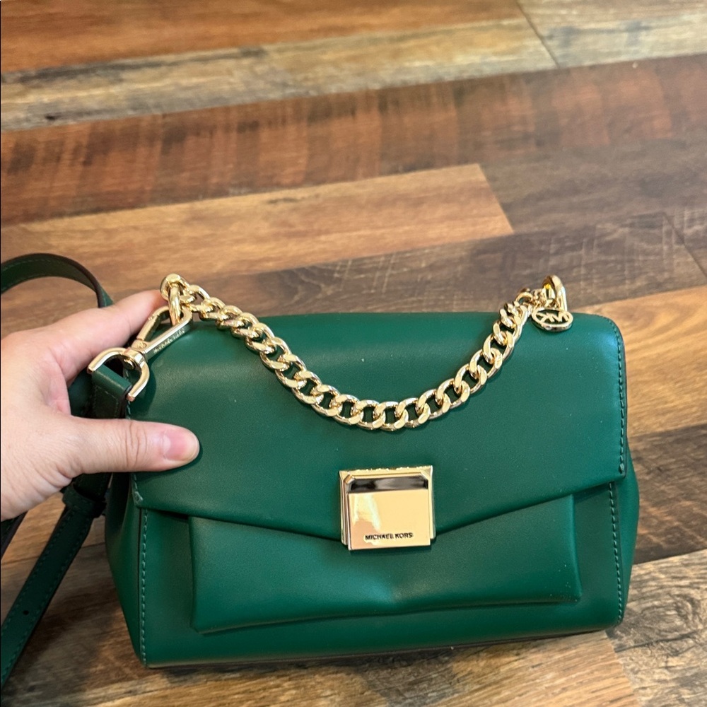 Michael Kors Green Crossbody Bag with Gold Chain